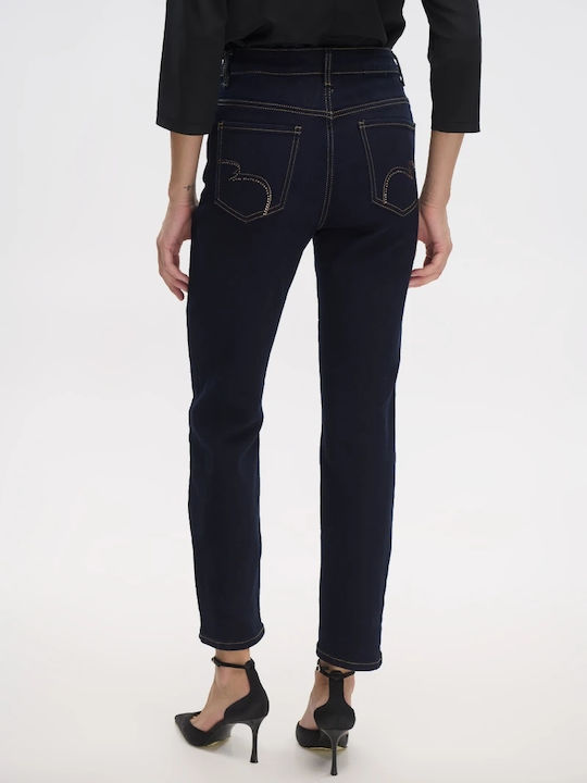High Waist Women's Jean Trousers in Slim Fit Blue