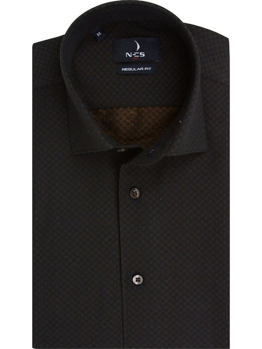 Дълъг ръкав Риза Black, Brown