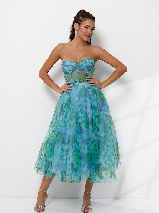 Summer Dress for Wedding / Baptism Strapless Floral