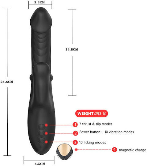 Smd Hard Rock Rabbit Clitoral Stimulation G Spot Vibrator 2-in-1 Double Vibrator 10 Vibrating Modes Black