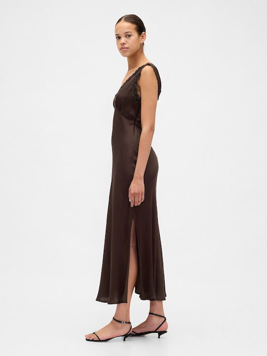 Sommer Midi Wickel Damenkleid Terra Braun