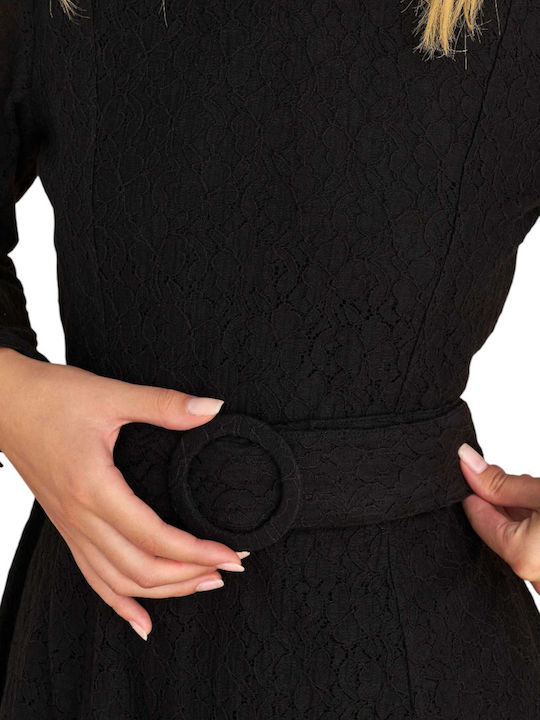 Mini Βραδινό Φόρεμα με Δαντέλα Black