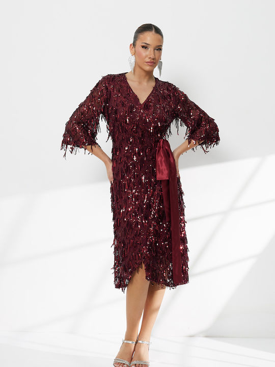 Rochie Midi De Seara Burgundy F2550_012
