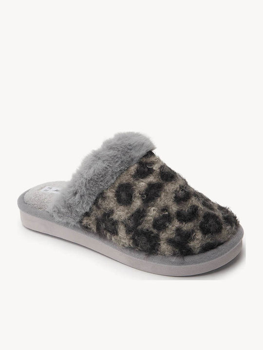 Сиви Пантофи С Кожена Подплата Animal Print