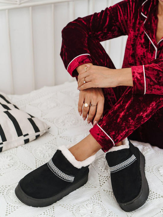 Black Fur Lined Zigzag Tape
