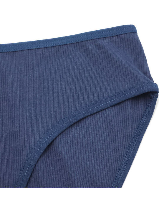 High-waisted Women's Brazil Seamless with Lace Navy Blue