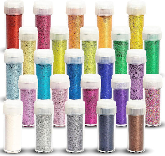 Set 25 Recipiente Glitter Tritart Sclipici Fin Recipient 10 G Potrivit Pentru Artă Unghii Machiaj Multicolor