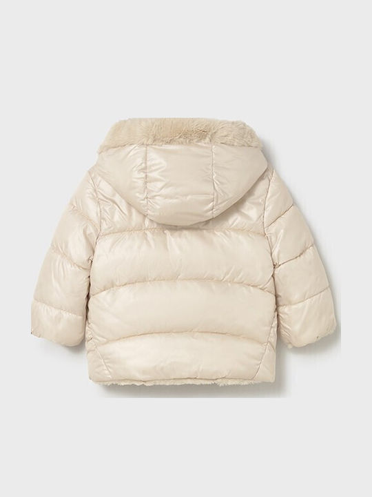 Kids' Quilted Jacket with Hood Beige Skoro