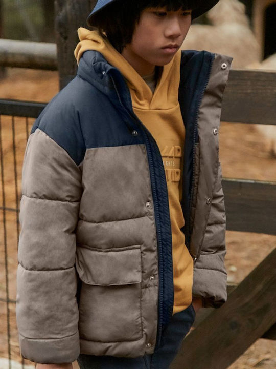 Kinder Freizeitjacke Kurz mit Kapuze Stone-blue