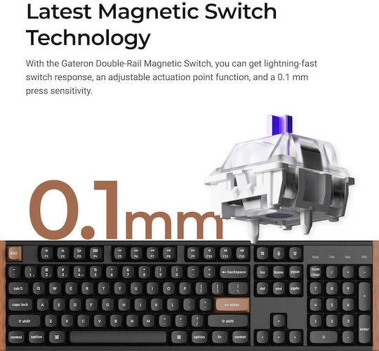 Keychron K10 HE K10H-F1 Fără fir Efect Hall Gaming Tastatură cu Magnetic comutatoare și iluminare RGB (Engleză US)