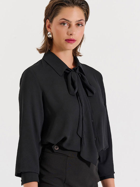 Langärmelig Damen Hemd Black
