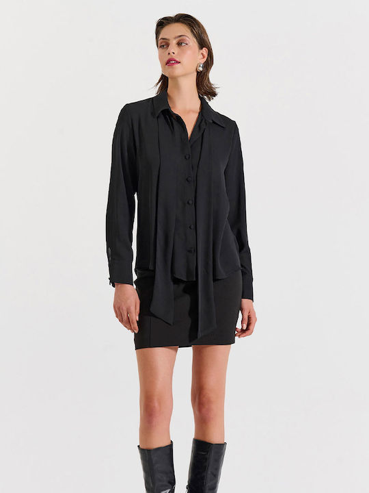 Langärmelig Damen Hemd Black