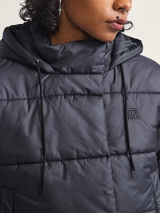 Women's Crop Puffer Jacket for Winter Black