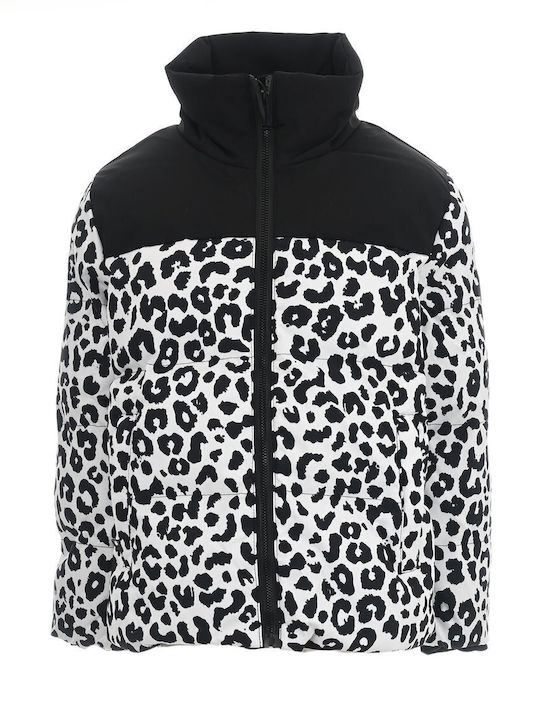 Kinder Steppjacke White-black Leopard