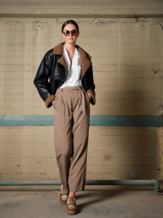 Γυναικείο Biker Jacket Καφέ