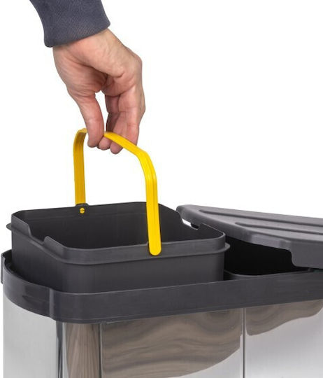 Emuca Waste Bin Recycling made of Stainless Steel Silver 12lt 2pcs