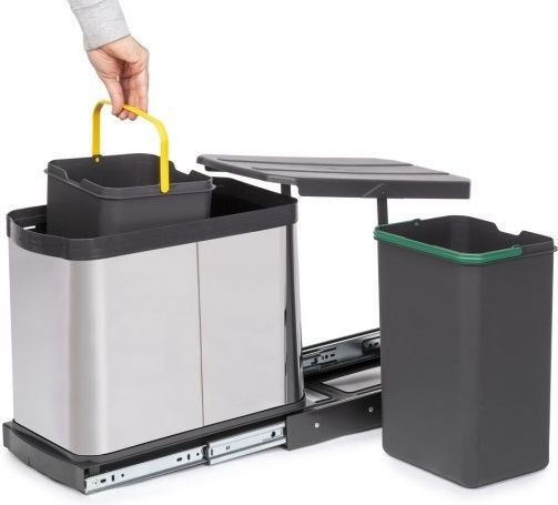Emuca Waste Bin Recycling made of Stainless Steel Silver 12lt 2pcs