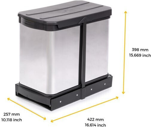 Emuca Waste Bin Recycling made of Stainless Steel Silver 12lt 2pcs