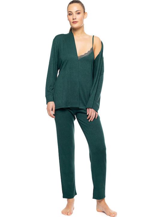 Pink Label Winter Women's Pyjama Set Dark Green