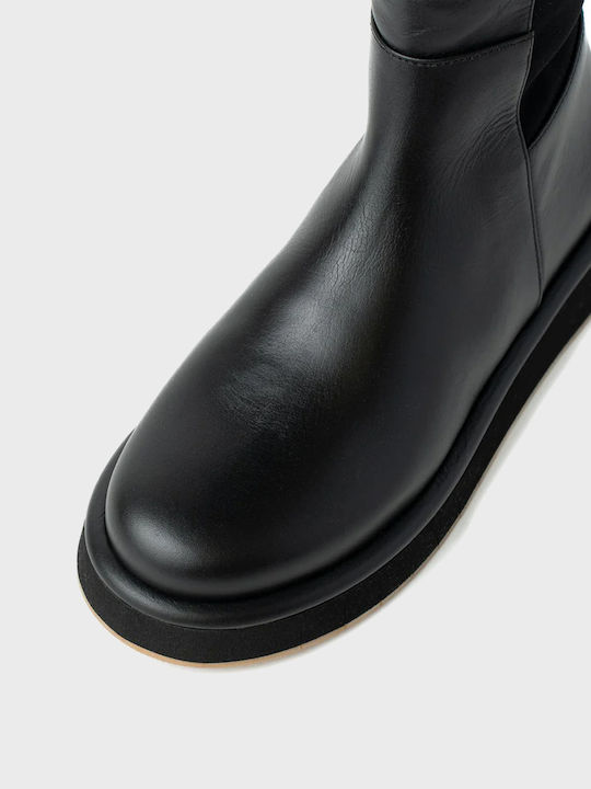 Leder Damenstiefel Schwarz