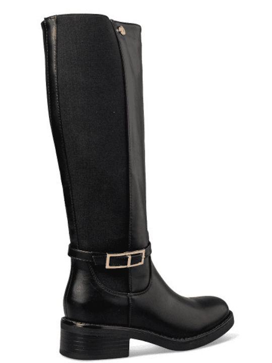 Synthetic Leather Riding Boots Black
