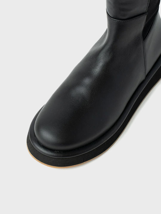 Leder Damenstiefel Schwarz
