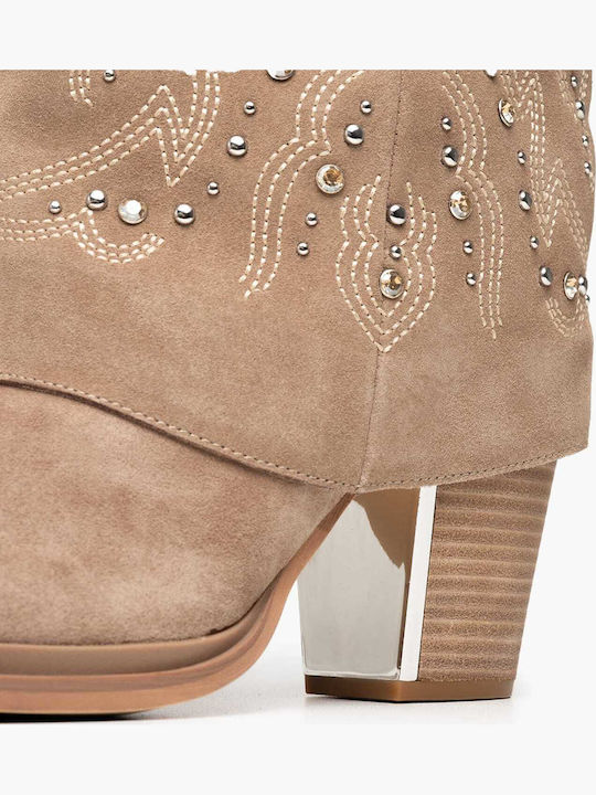 Leather Women's Boots Beige