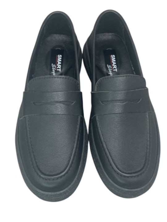 Δερμάτινα Γυναικεία Loafers σε Μαύρο Χρώμα