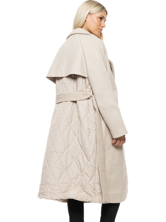 Women's Lt Beige Coat with Hood