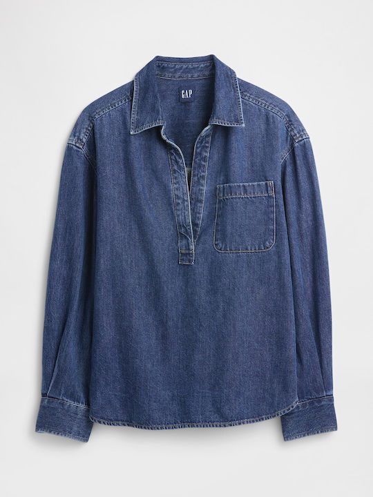 Μακρυμάνικο Γυναικείο Πουκάμισο Medium Wash