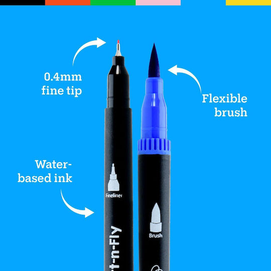 Art-n-fly Two Tips Fine Tip Markere de Proiectare 0.4mm Multicolor 25buc