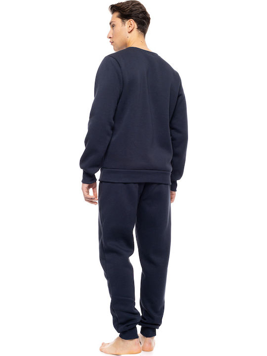 Ulisse Winter Herrenpyjama Baumwollene Yacht Blau