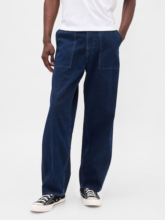 Men's Jeans Pants with Slim Baggy Fit Dark Indigo