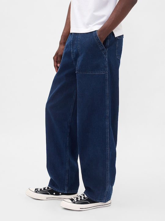 Men's Jeans Pants with Slim Baggy Fit Dark Indigo
