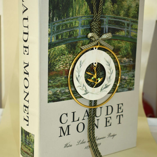 LiebeQueen Lucrat manual Suspendata Amulet Ramură de măslin Auriu din Lemn 1buc