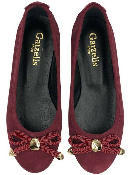 Suede Ballerinas Burgundy