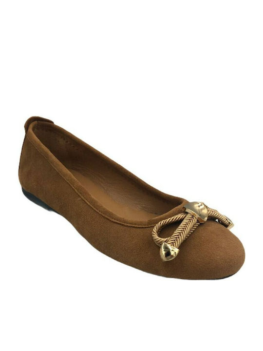 Suede Ballerinas Tabac Brown