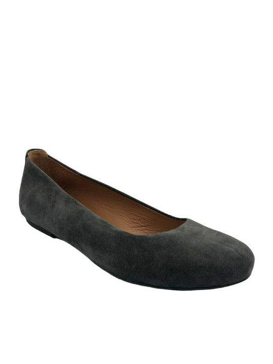 Suede Γυναικείες Μπαλαρίνες σε Γκρι Χρώμα