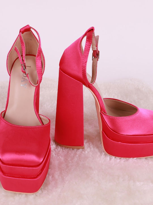 Fuchsia Heels with Strap