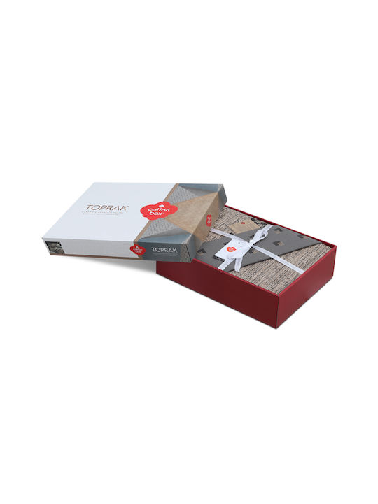 Cotton Box Bettbezug-Set Baumwolle Doppelbett mit 2 Kissenbezügen 200x220 Box 4 Brown - Grey
