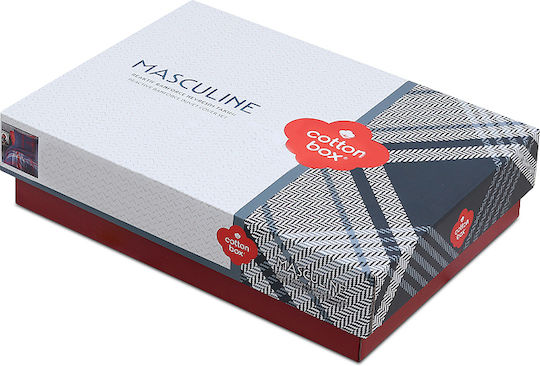 Cotton Box Duvet Cover Set Cotton Double with 2 Pillowcases 200x220 Box 4 Dark Blue - Red