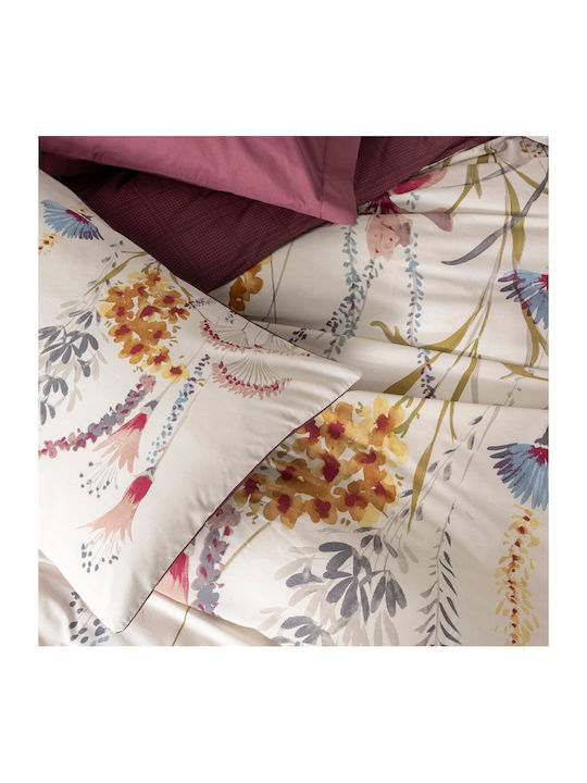 Cotton Box Duvet Cover Set Cotton Double with 2 Pillowcases 200x220 Box 4 Bordeaux