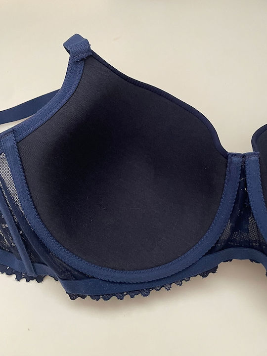 Balconette Μπλε-navy Σουτιέν με Ελαφριά Ενίσχυση & Μπανέλες