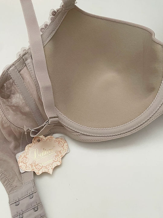 Balconette Beige Σουτιέν mit leichter Polsterung mit Bügel