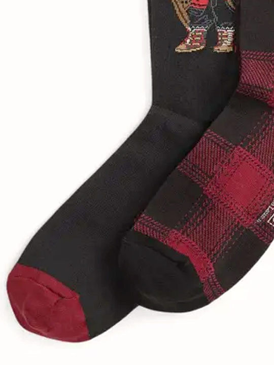 Ralph Lauren Herren Gemusterte Socken Black-Red 2Pack