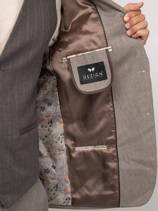 Iarna Costum Bărbați Cu vestă Beige/cigar