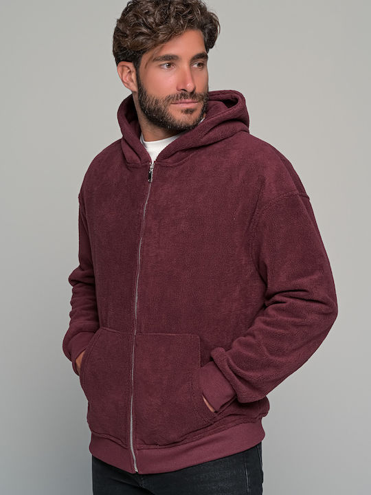 Cardigan Bărbați Fleece Roșu