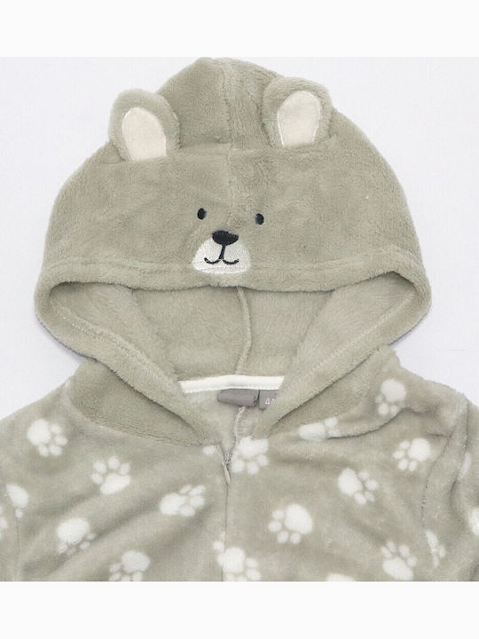 Kids' One-piece Pajamas Winter Fleece Coral, Γκρι Usrh022a