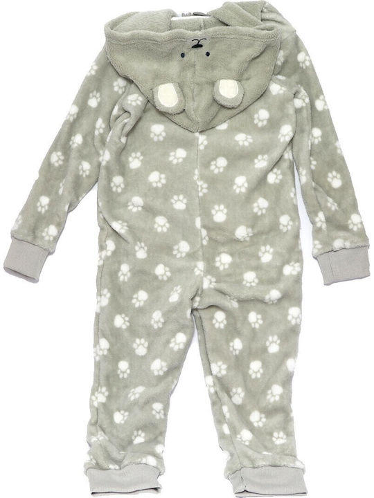 Kids' One-piece Pajamas Winter Fleece Coral, Γκρι Usrh022a