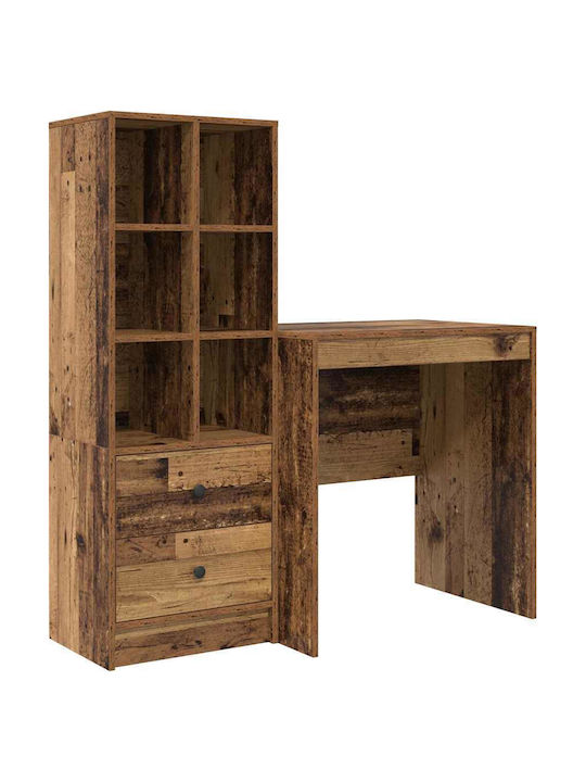 Schreibtisch Holz mit Bücherregal Old Wood 70x50x76cm
